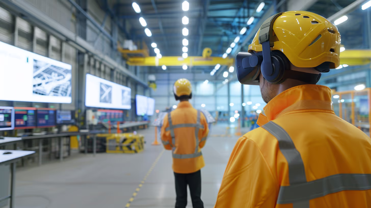 a trainee experiencing a virtual tour of an Industry